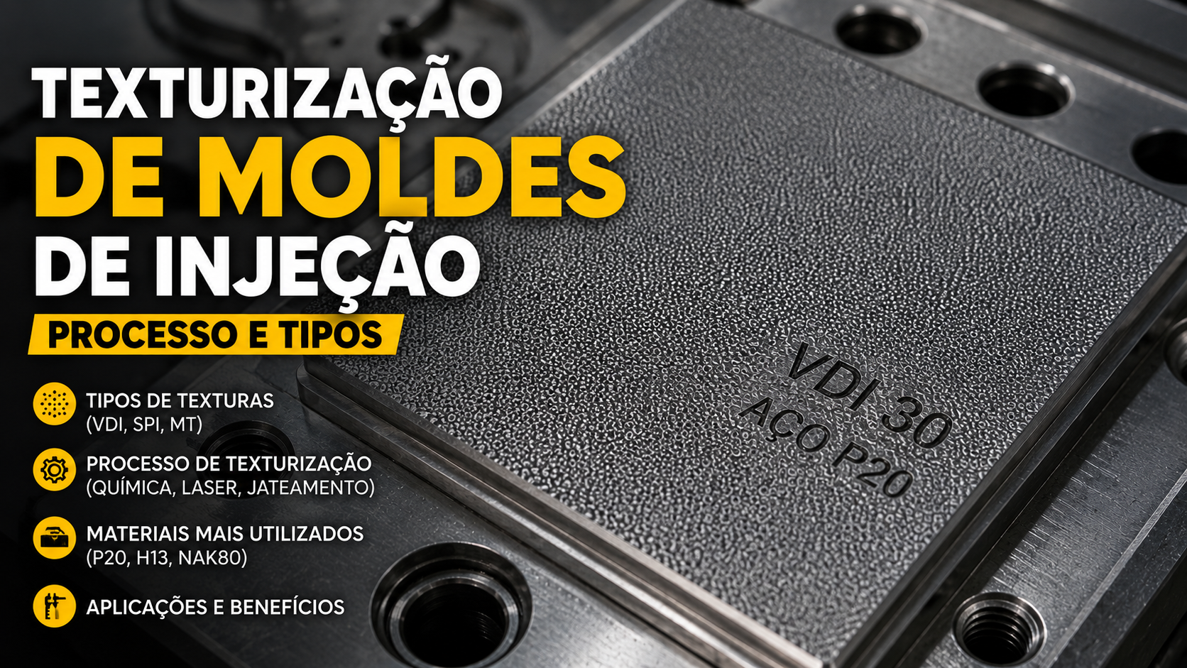 texturização de moldes de injeção processo e tipos