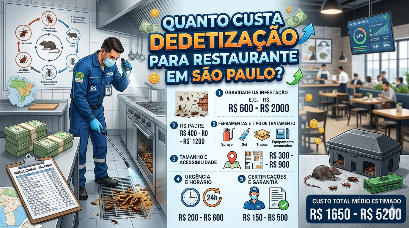 quanto custa dedetização para restaurante em São Paulo preço e aplicação técnica